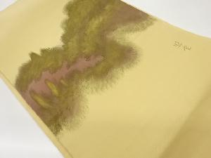 作家物　手描き金彩木々模様名古屋帯